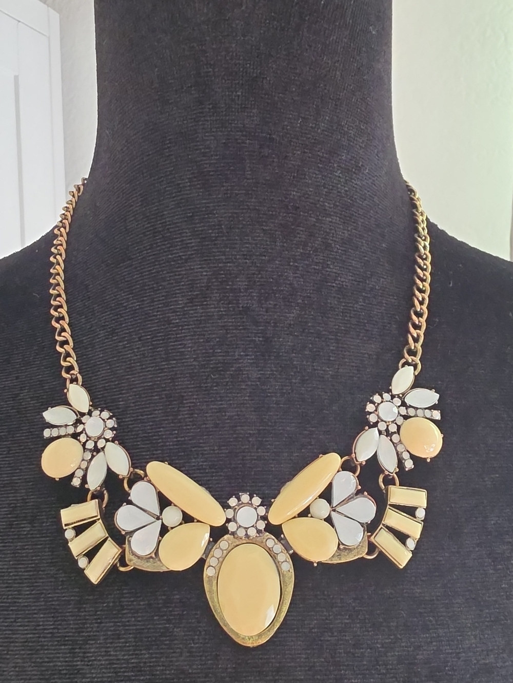 Statement Yellow and White Floral Bib Necklace